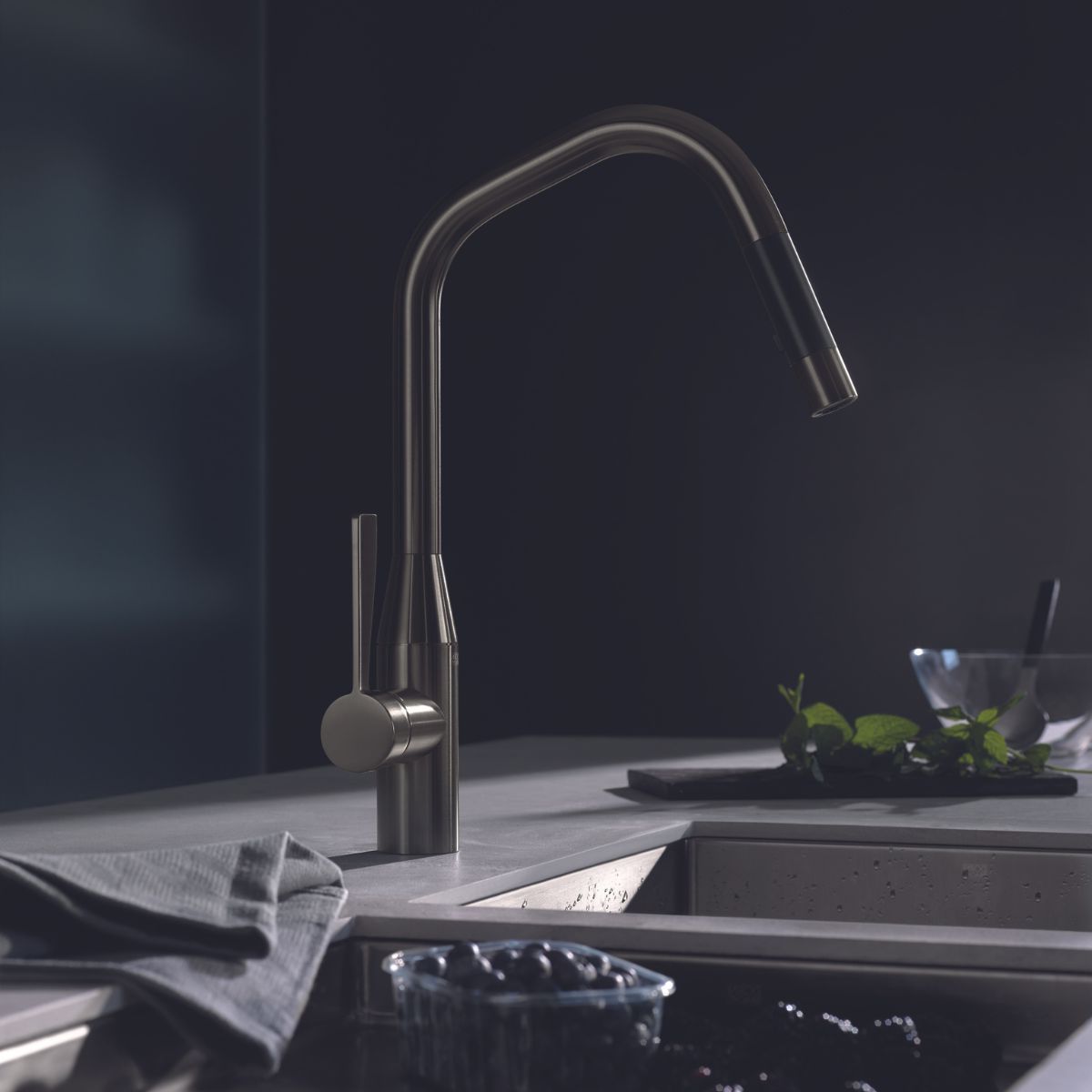 Sync Square Kitchen Mixer with Shower Platinum