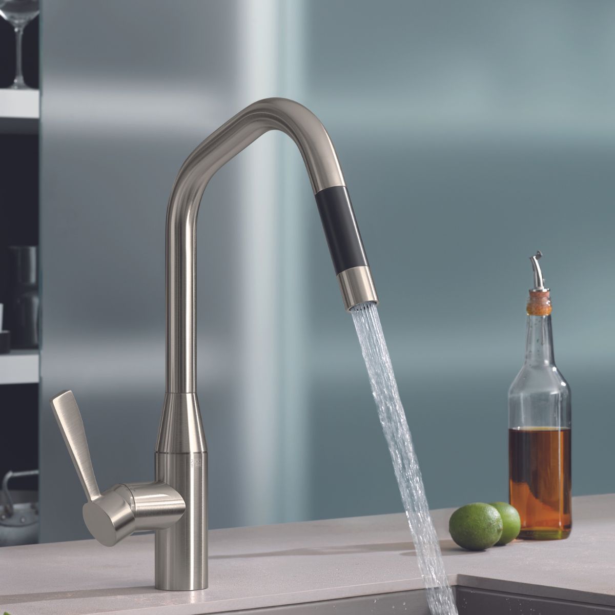 Sync Square Kitchen Mixer with Shower Platinum