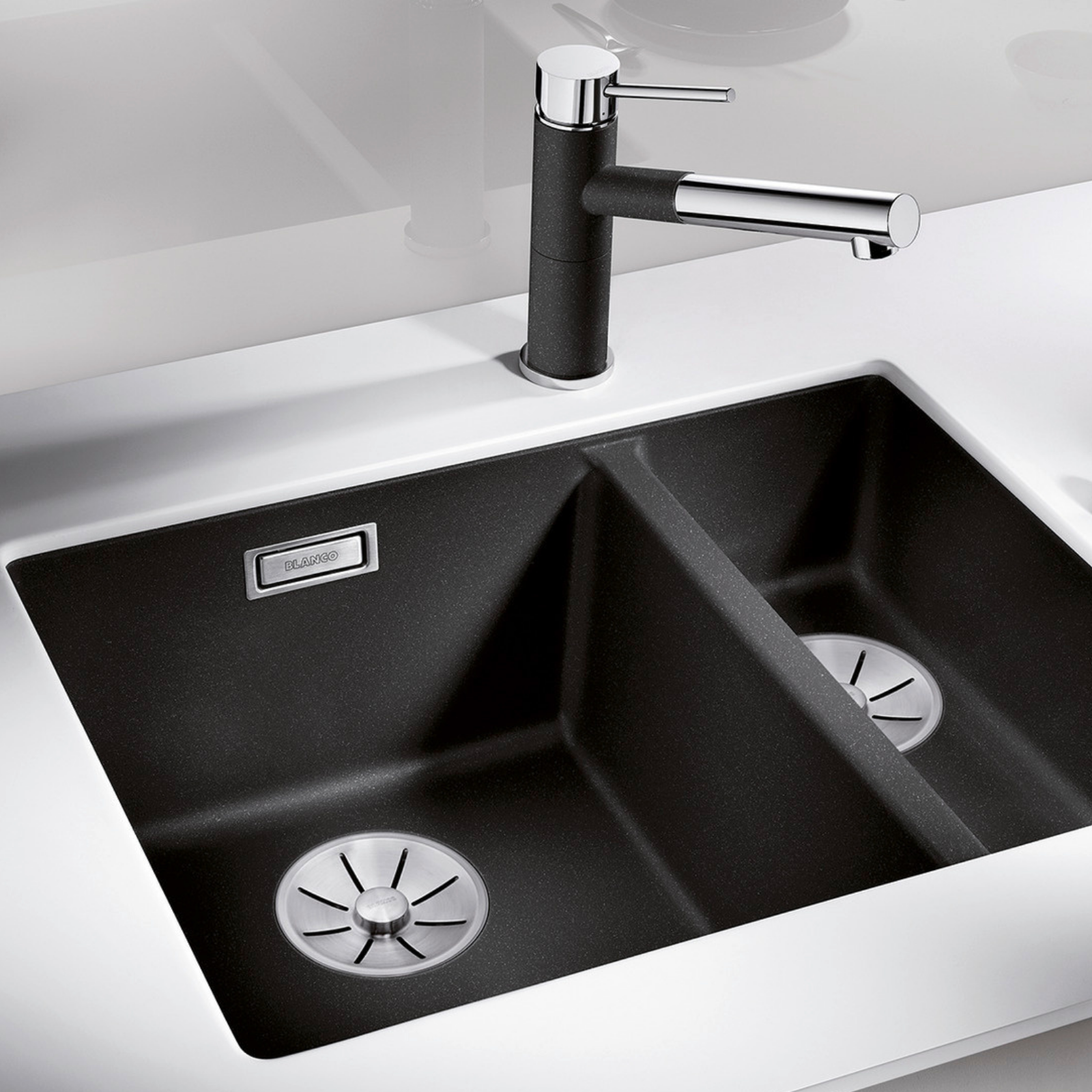 Subline 340/160-U Right Silgranit Infino Black Sink
