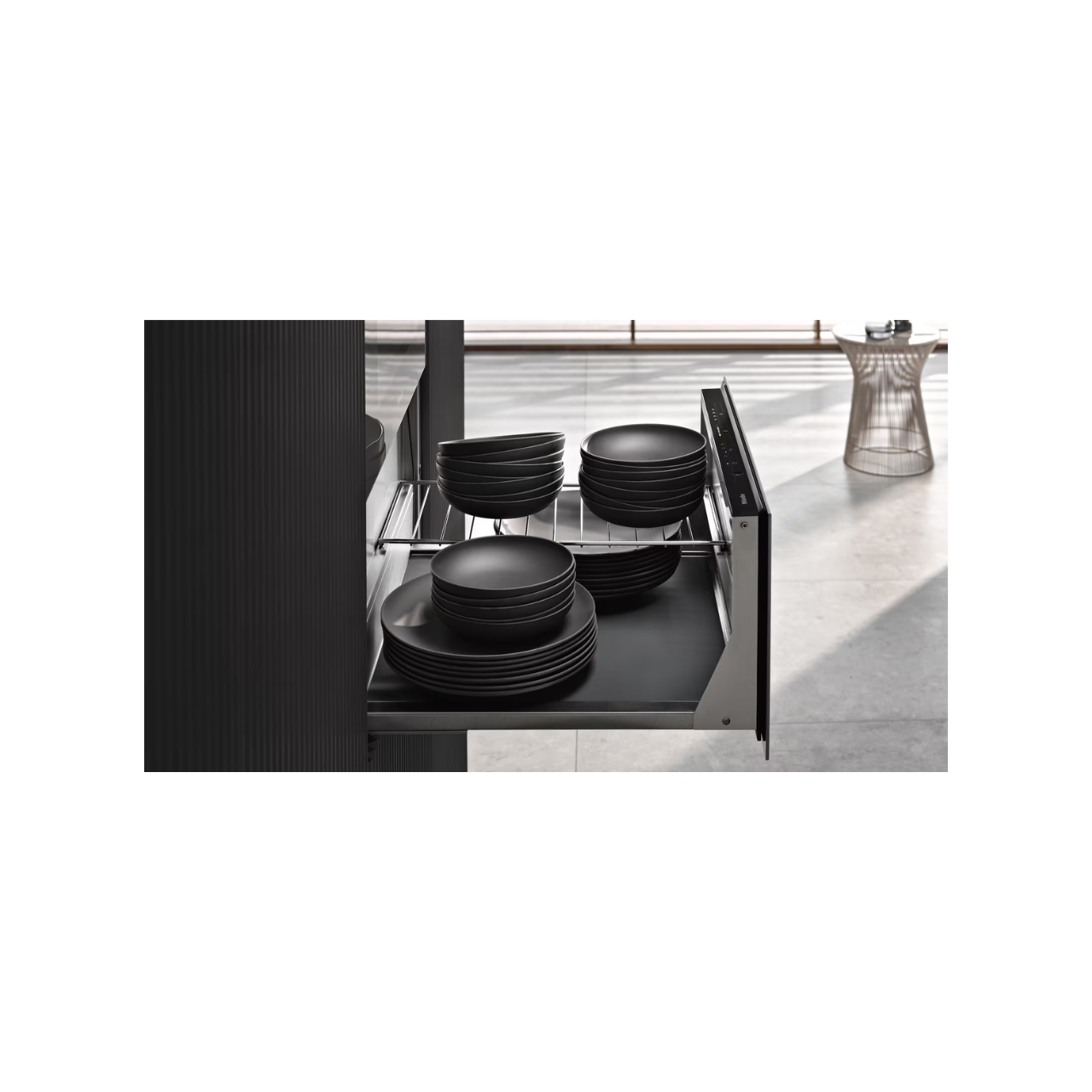 Handleless food and porcelain warmer ESW 7020 Obsidian black matt