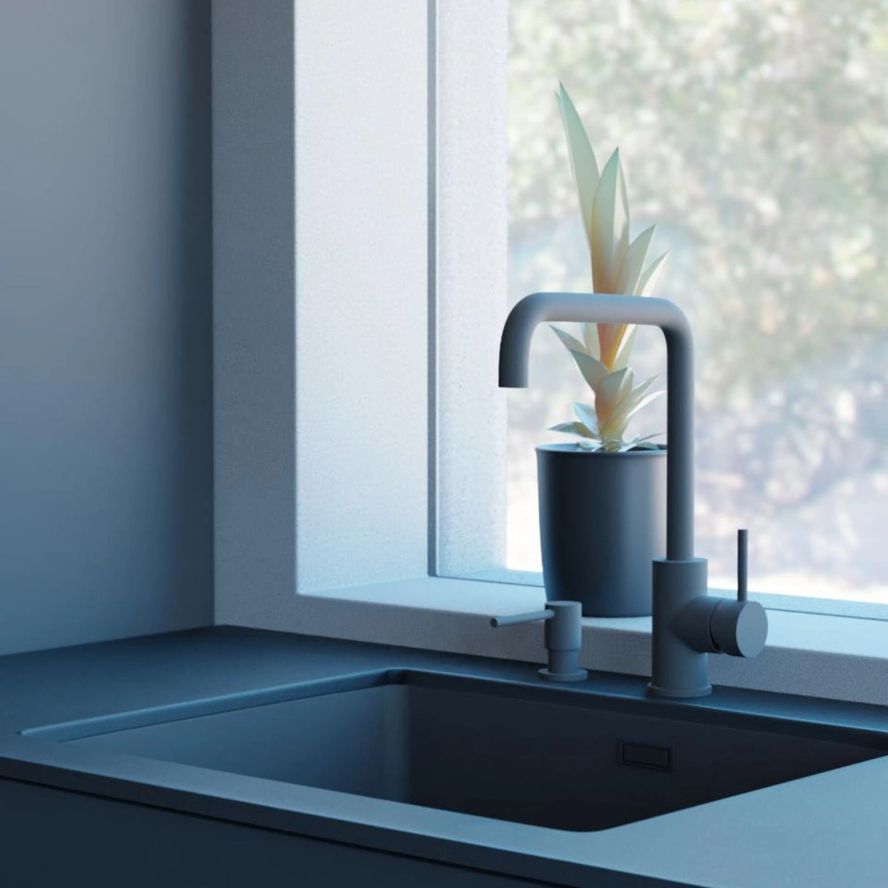 Kitchen Faucet Accent Square Scrap D