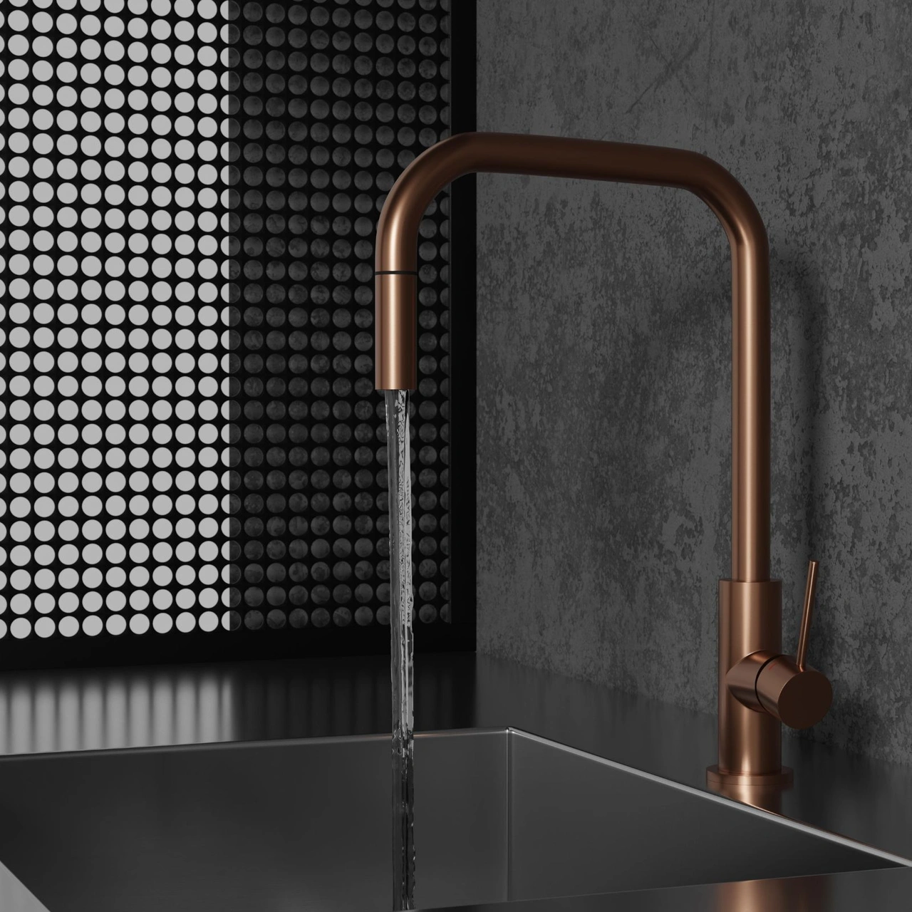 Köksblandare Steel Accent Square Amber Diskmaskinsavst.