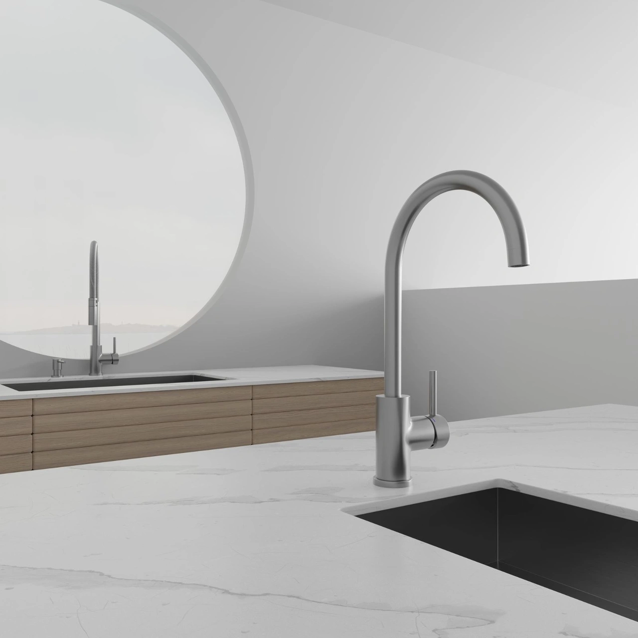 Köksblandare Steel Curve Original Diskmaskinsavst.