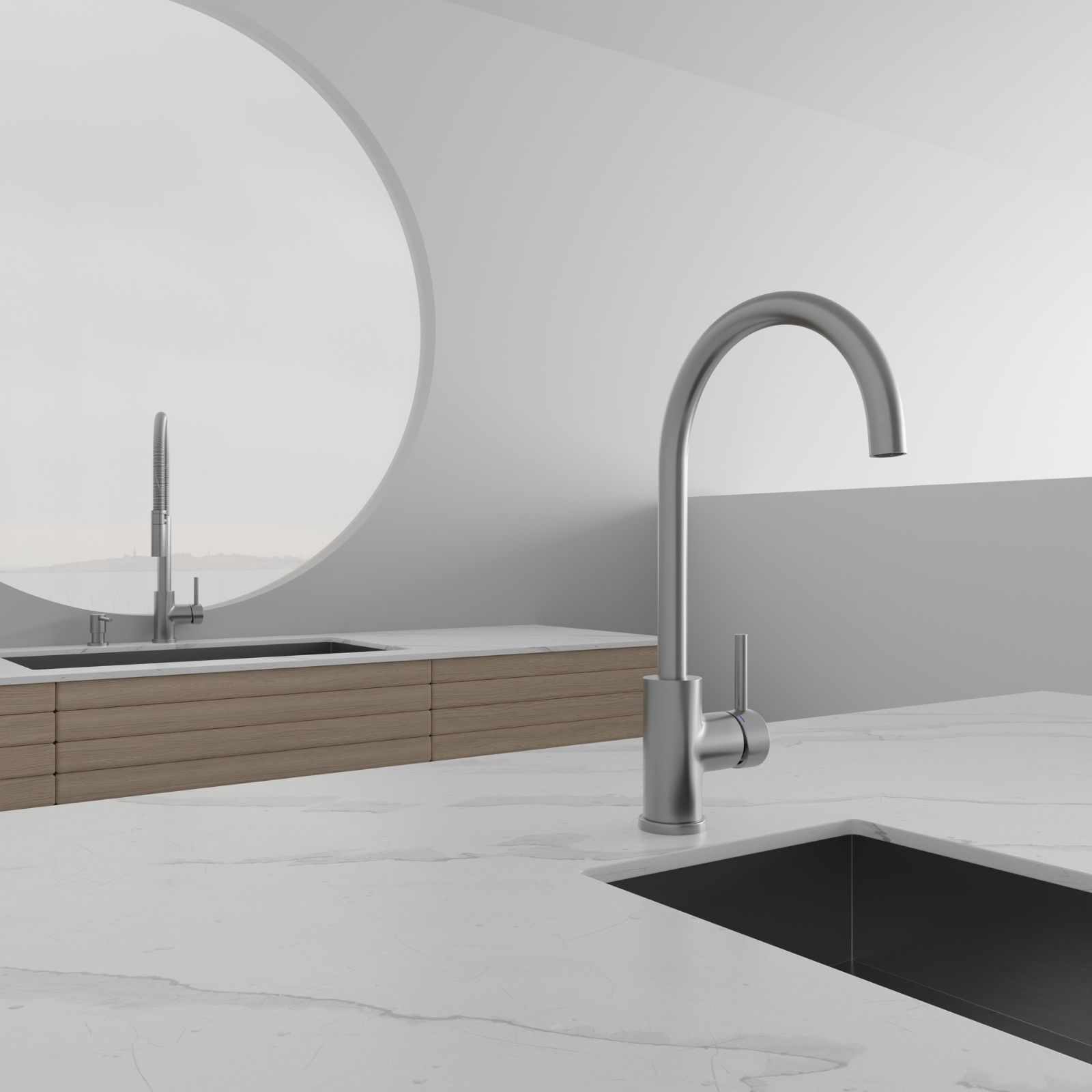 Kitchen Faucet Steel Curve Original D