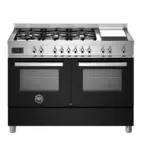 Bertazzoni Professional Gasspis 120cm med dubbelugn, svart
