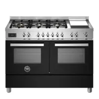 Professional Gas Range 120cm with Double Oven, Black