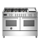 Professional Gas Range 120cm with Double Oven, Stainless Steel