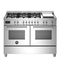 Professional Gas Range 120cm with Double Oven, Stainless Steel